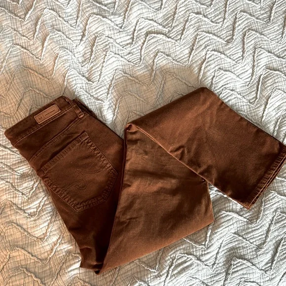 NWOT AG Mari High Rise Slim Straight corduroy 1 year sulfur caramel color - Picture 7 of 7